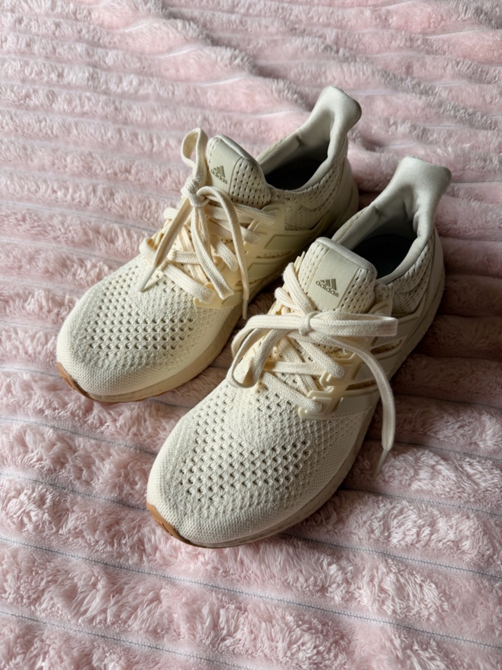 adidas Women's Cream/Beige Knit Running Sneakers